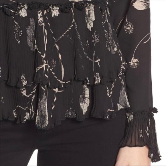 Chelsea28 Long Sleeve V-Neck Blouse Black Floral - Picture 3 of 12